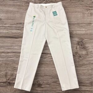 LL Bean Mens Classic Fit Chinos Khaki Beige Wrinkle Resistant Cotton 34x32 NWT